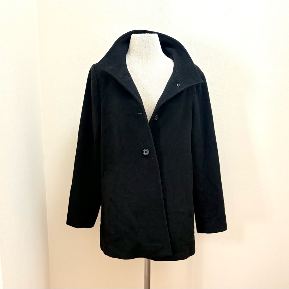 Ralph Lauren Black Wool Blend Car Over Coat Size Large Old Money Preppy Classic - Picture 3 of 15